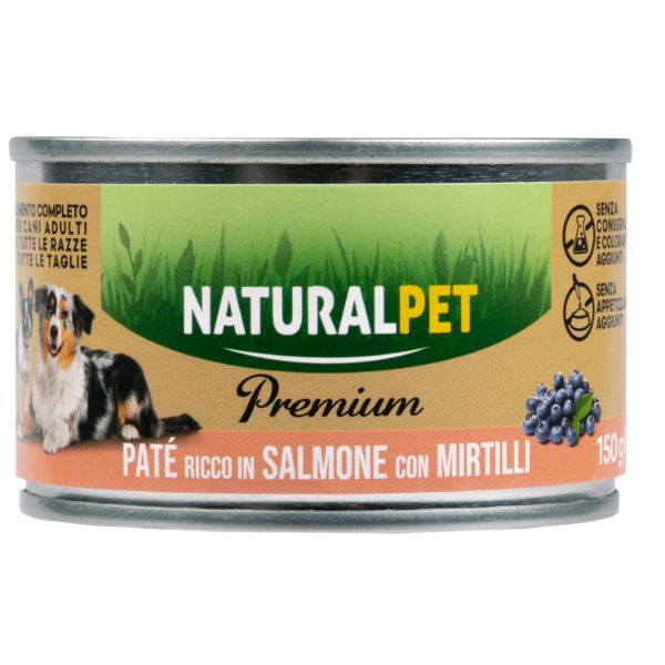 foto del prodotto naturalpet premium dog adult pat 150 gr salmone con mirtilli confezione da 6 pezzi 1 ordine scegli lo sconto bzr5 bzr20 200 punti fedelt 