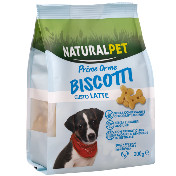 foto del prodotto naturalpet prime orme biscotti per cani puppy 300 gr al latte senza zuccheri aggiunti 1 ordine scegli lo sconto bzr5 bzr20 200 punti fedelt 