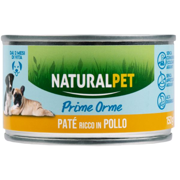 foto del prodotto naturalpet prime orme dog puppy pat 150 gr pollo confezione da 6 pezzi 1 ordine scegli lo sconto bzr5 bzr20 200 punti fedelt 