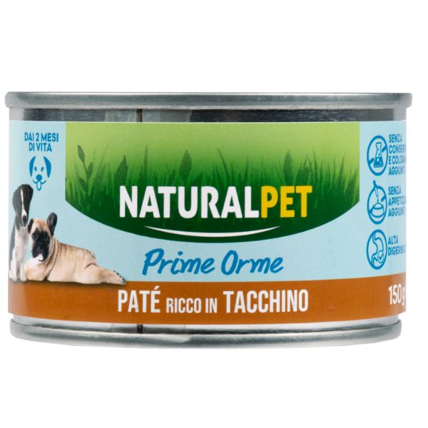 foto del prodotto naturalpet prime orme dog puppy pat 150 gr tacchino confezione da 6 pezzi 1 ordine scegli lo sconto bzr5 bzr20 200 punti fedelt 