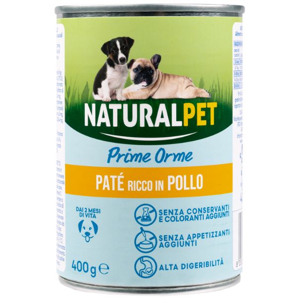 foto del prodotto naturalpet prime orme dog puppy pat 400 gr pollo 1 ordine scegli lo sconto bzr5 bzr20 200 punti fedelt 