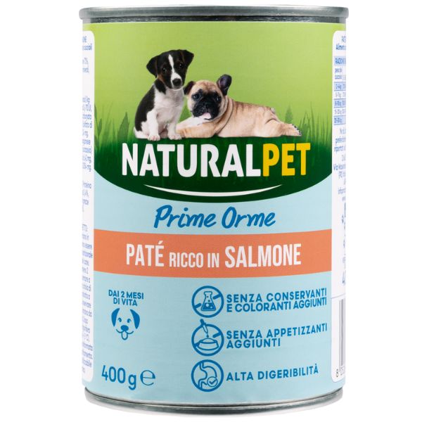 foto del prodotto naturalpet prime orme dog puppy pat 400 gr salmone 1 ordine scegli lo sconto bzr5 bzr20 200 punti fedelt 
