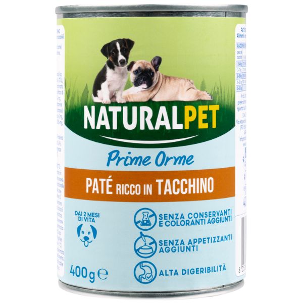 foto del prodotto naturalpet prime orme dog puppy pat 400 gr tacchino 1 ordine scegli lo sconto bzr5 bzr20 200 punti fedelt 