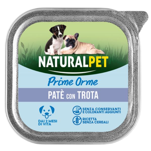 foto del prodotto naturalpet prime orme dog puppy pat gluten free 150 gr trota confezione da 6 pezzi 1 ordine scegli lo sconto bzr5 bzr20 200 punti fedelt 