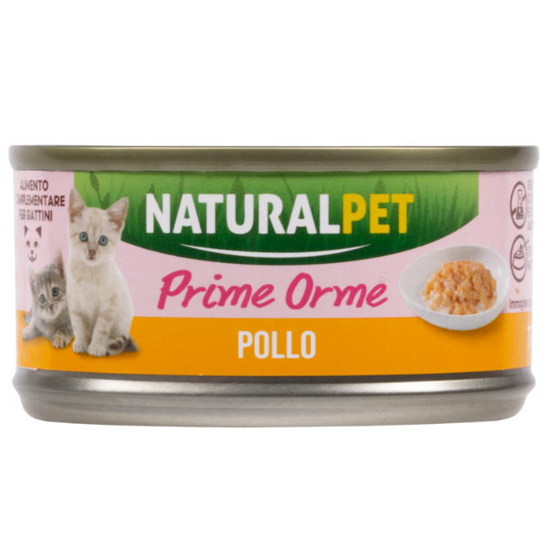 foto del prodotto naturalpet prime orme kitten umido morbido 70 gr pollo confezione da 6 pezzi 1 ordine scegli lo sconto bzr5 bzr20 200 punti fedelt 