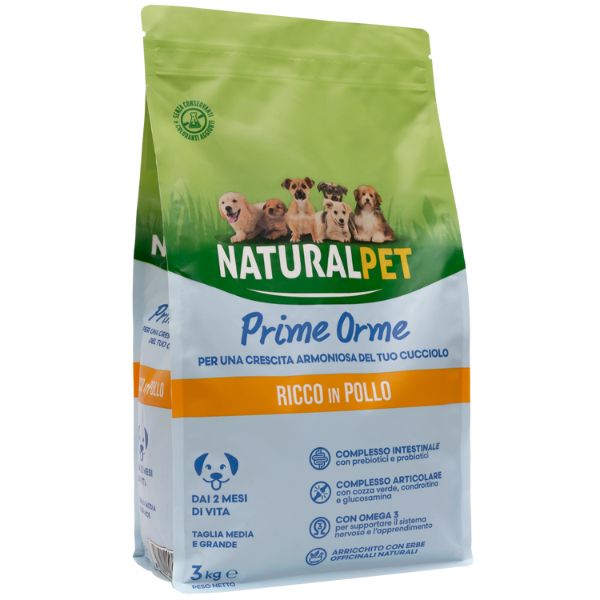foto del prodotto naturalpet puppy prime orme medium large pollo pollo 3 kg crocchette naturali cane 1 ordine scegli lo sconto bzr5 bzr20 200 punti fedelt 