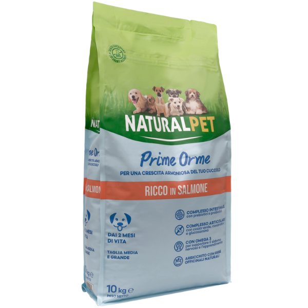 foto del prodotto naturalpet puppy prime orme medium large salmone 10 kg crocchette naturali cane 1 ordine scegli lo sconto bzr5 bzr20 200 punti fedelt 