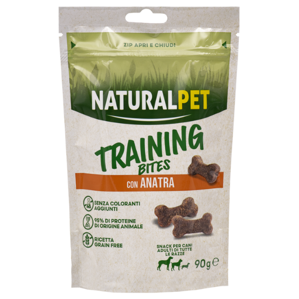 foto del prodotto naturalpet training bites snack per cani grain free 90 gr anatra 1 ordine scegli lo sconto bzr5 bzr20 200 punti fedelt 