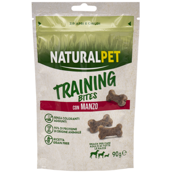foto del prodotto naturalpet training bites snack per cani grain free 90 gr manzo 1 ordine scegli lo sconto bzr5 bzr20 200 punti fedelt 