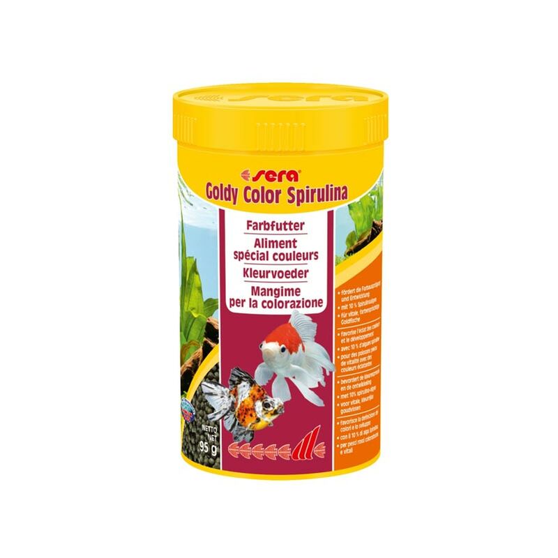 foto del prodotto nature goldy color spirulina granuli per pesci rossi formato 100 ml sera