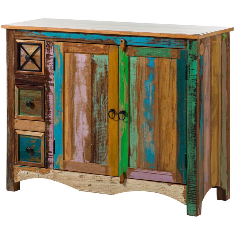 foto del prodotto nature of spirit 17 credenza in legno riciclato - laccato / multicolore 110x40x85