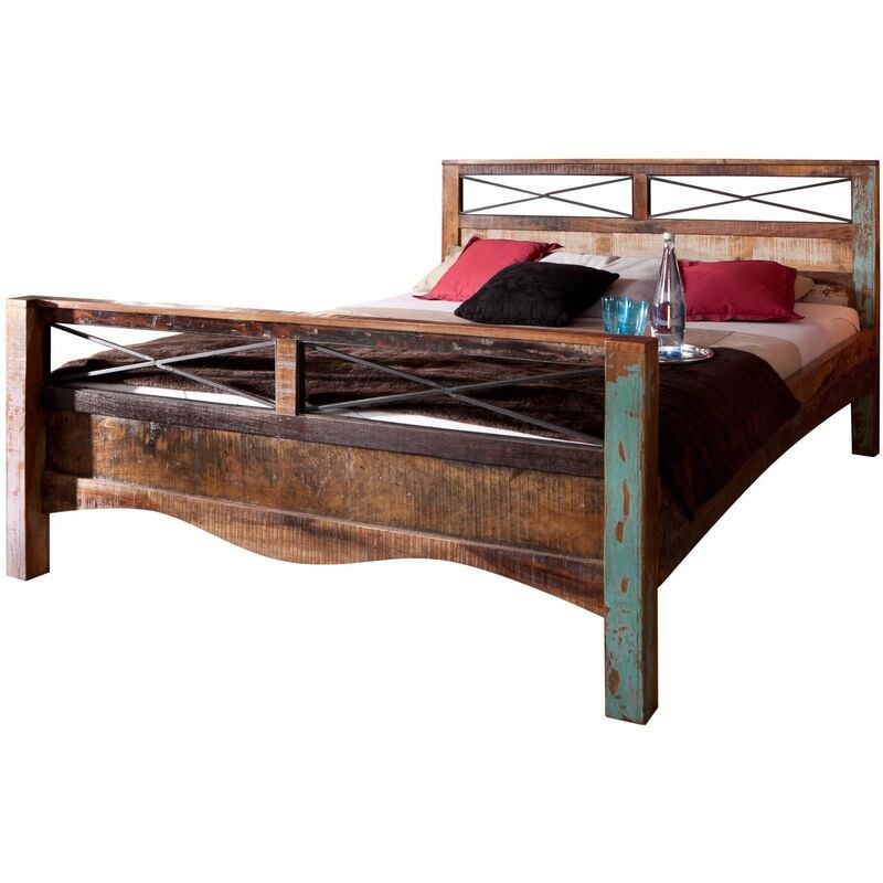 foto del prodotto nature of spirit 47 letto matrimoniale in legno riciclato – laccato / multicolore 180x200