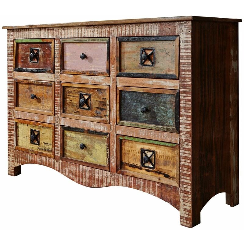 foto del prodotto nature of spirit 59 cassettiera in legno riciclato laccato multicolore 130x40x85