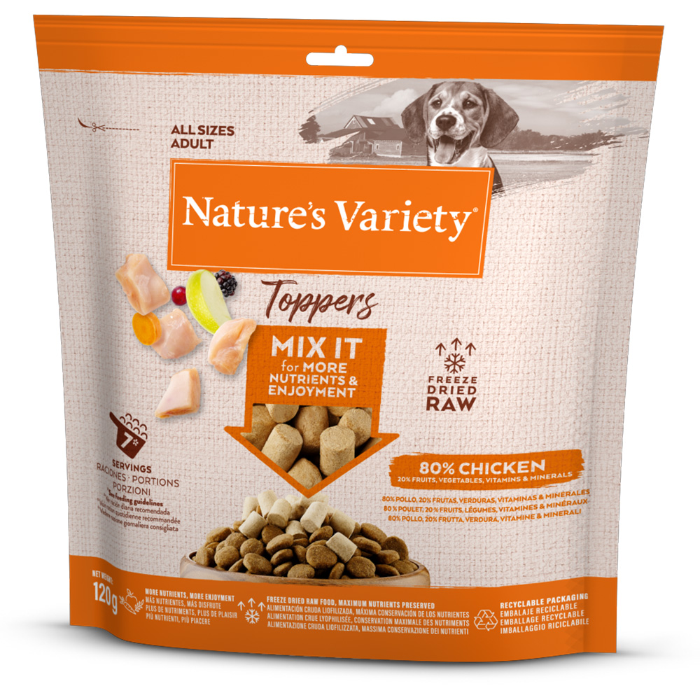 foto del prodotto nature s variety toppers snack liofilizzati per cani 120 g pollo