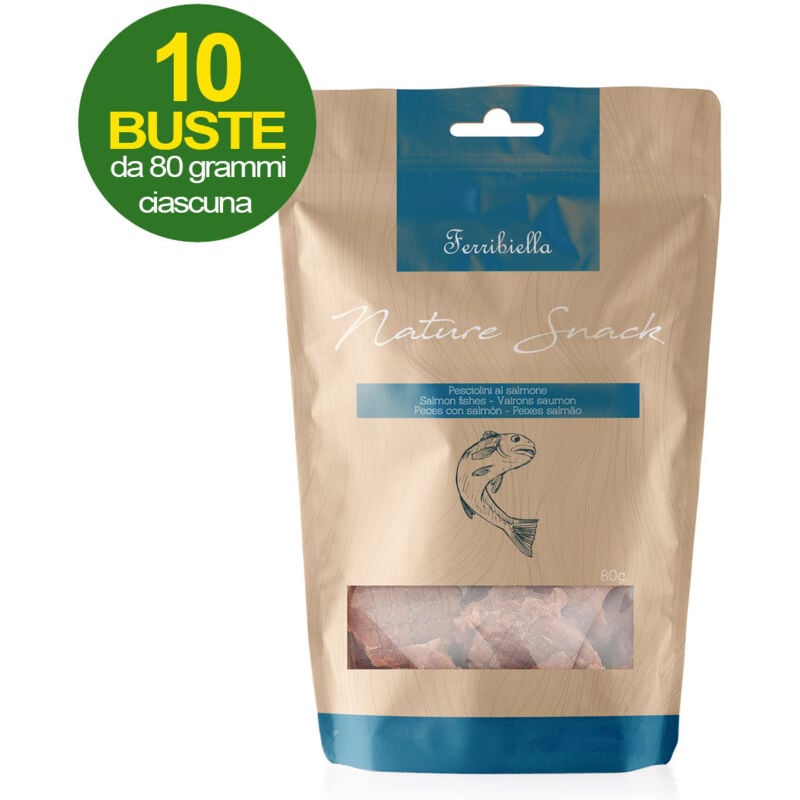 foto del prodotto nature snack pesciolini al salmone per cani 10 buste da 80 g cad