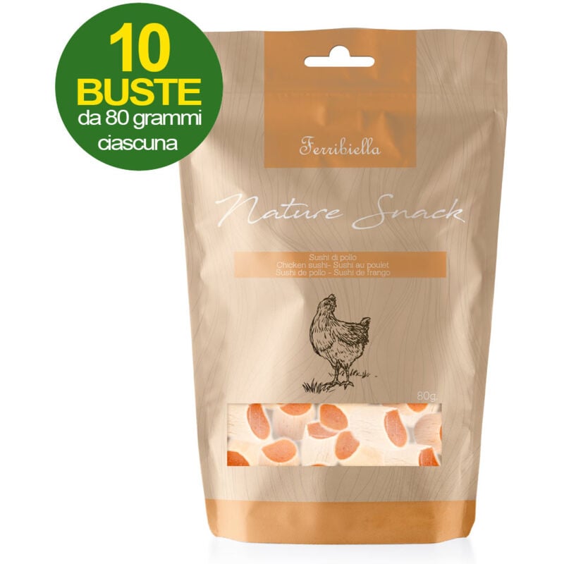 foto del prodotto nature snack sushi di pollo per cani da 10 buste da 80 g cad
