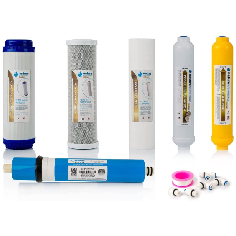 foto del prodotto nature water professionals 5 confezioni di filtri a osmosi inversa gold line per osmosi inversa domestica e membrana vontron 50gpd filtri a