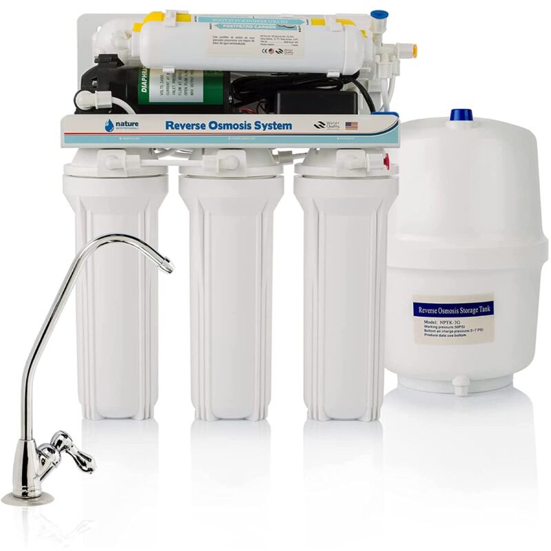 foto del prodotto nature water professionals attrezzatura per osmosi inversa kit per osmosi a 6 stadi capacit 5 litri include membrana 50 gpd, serbatoio