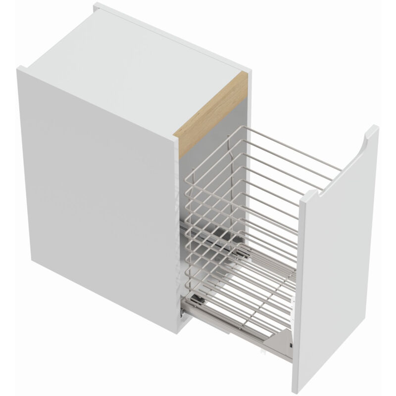 foto del prodotto naturel mobile bagno con cesto portabiancheria, stilla 30x60x45 cm bianco lucido stillaa03001kos 