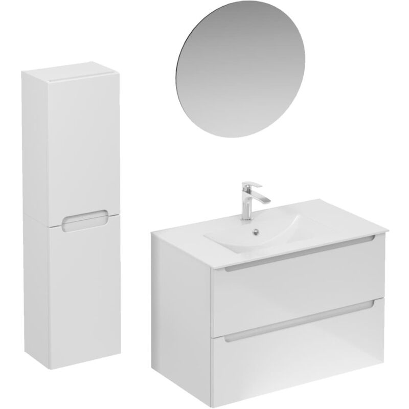 foto del prodotto naturel mobile bagno con lavabo, comprensivo di miscelatore per lavabo stilla bianco lucido, bocca e sifone ksetstilla006 