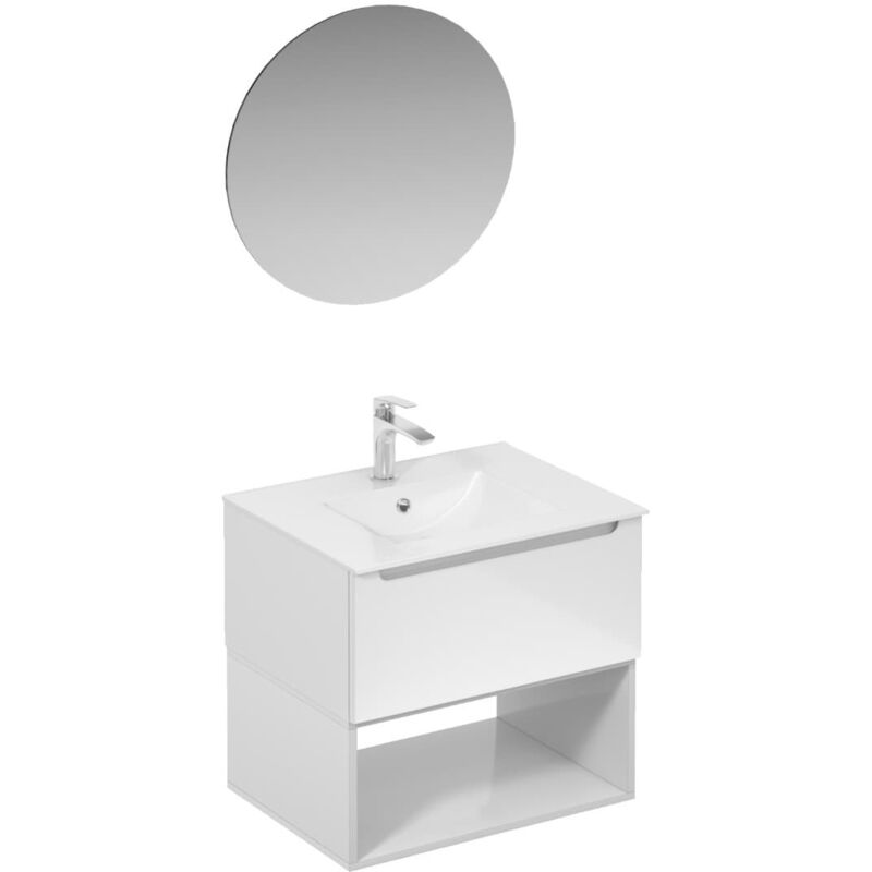 foto del prodotto naturel mobiletto da bagno con lavabo, comprensivo di rubinetto, bocca e scarico per lavabo stilla bianco lucido ksetstilla009 