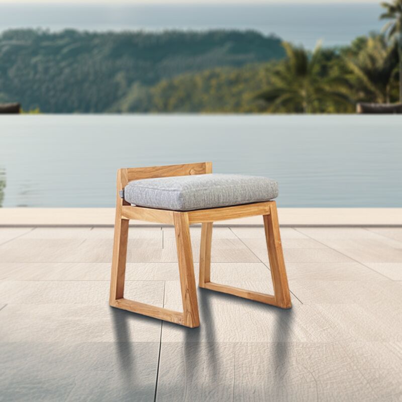 foto del prodotto naturel sedia da tavolo per esterni in teak massiccio, 50x59,5x56 cm, con cuscini grigio perla, senza schienale natofch50s 