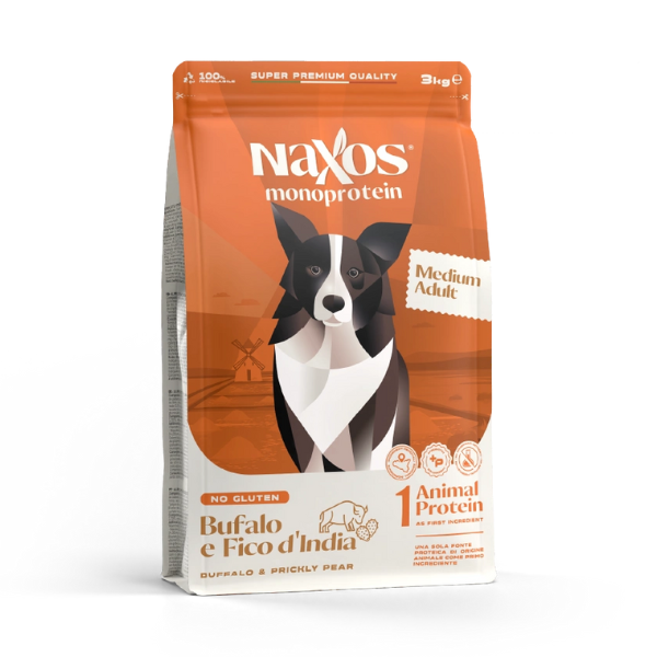 foto del prodotto naxos monoprotein dog adult medium bufalo e fico d india 12 kg 1 ordine scegli lo sconto bzr5 bzr20 200 punti fedelt 