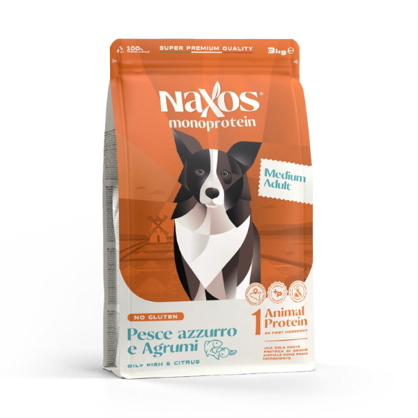 foto del prodotto naxos monoprotein dog adult medium pesce azzurro e agrumi di sicilia 12 kg 1 ordine scegli lo sconto bzr5 bzr20 200 punti fedelt 