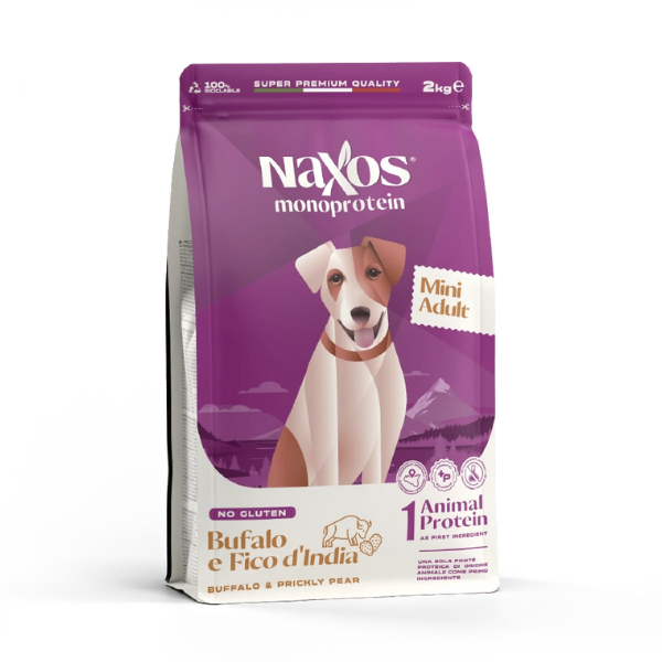 foto del prodotto naxos monoprotein dog adult mini bufalo e fico d'india scadenza 19 03 2026 - 2 kg - 1 ordine scegli lo sconto bzr5 bzr20 200 punti fedeltà