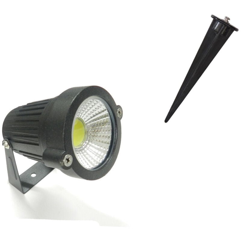 foto del prodotto nayeco faretto faro cob led da giardino 5w watt supporto picchetto luce fredda ip 65