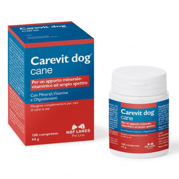 foto del prodotto nbf lanes carevit dog compresse vitaminiche 1 confezione da 100 compresse 1 ordine scegli lo sconto bzr5 bzr20 200 punti fedelt integratori per cani