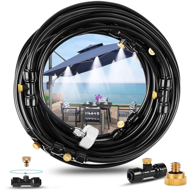 foto del prodotto nebbia per terrazza esterna da 12 m, nebulizzazione per giardino, kit nebulizzazione per terrazza, irrigazione automatica per esterni, irrigazione