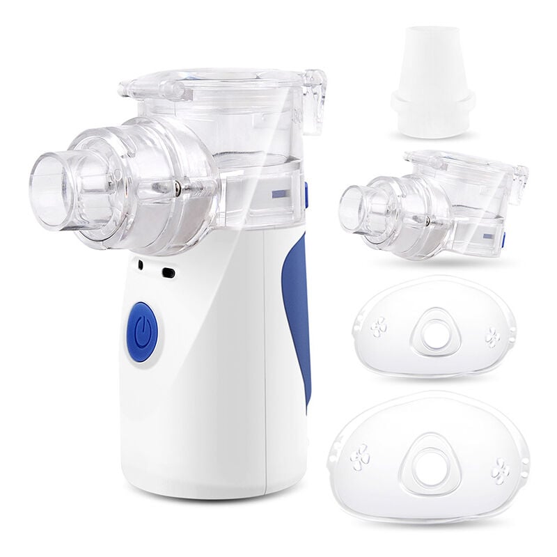 foto del prodotto nebulizzatore inalatore, nebulizzatore portatile silenzioso, inalatore con boccaglio e maschera, nebulizzatore per bambini e adulti, alimentatore con