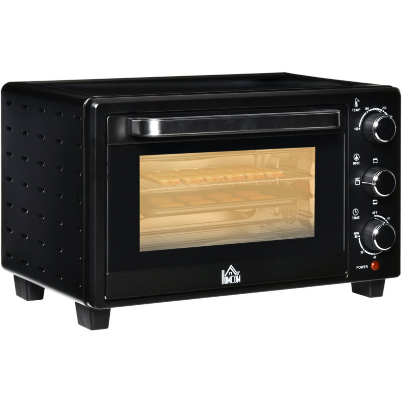 foto del prodotto neche forno elettrico mini 21 l, 3 modalit di cottura, 100 c 230 c, 1400 w, acciaio inox e vetro, 46,4 x 38 x 28,5 cm, nero