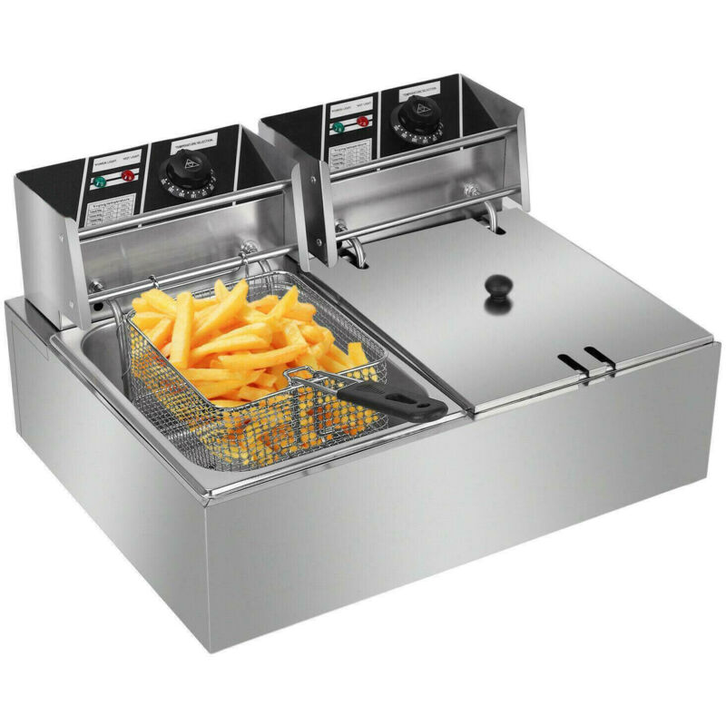 foto del prodotto neche friggitrice elettrica doppia per ristorante, elementi rimovibili, 12 l 55 x 43 x 28,5 cm 230 v 5000 w 60 200 c