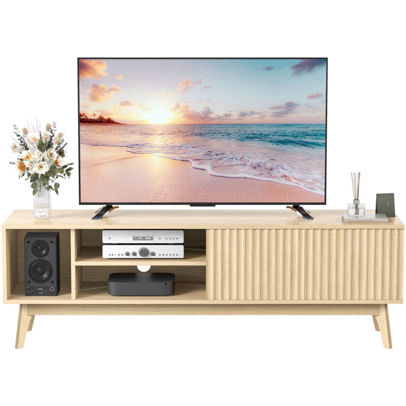 foto del prodotto neche mobile tv basso 150 x 40 x 48 cm con 4 scomparti per il soggiorno, rovere