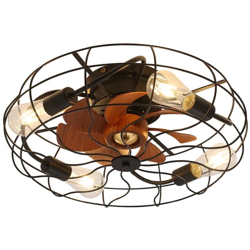 foto del prodotto neche ventilatore da soffitto industriale a basso profilo da 20 , 7 pale, marrone, con telecomando e lampadina