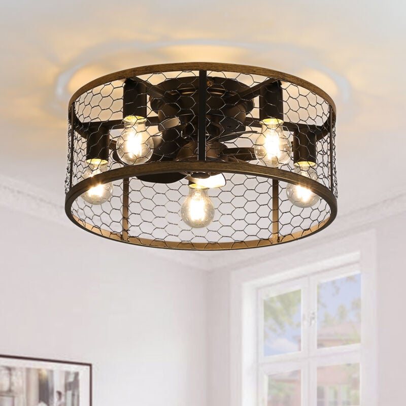 immagine 0 del prodotto neche ventilatore da soffitto industriale a gabbia da 20 con motore cc reversibile, telecomando, 7 pale in abs
