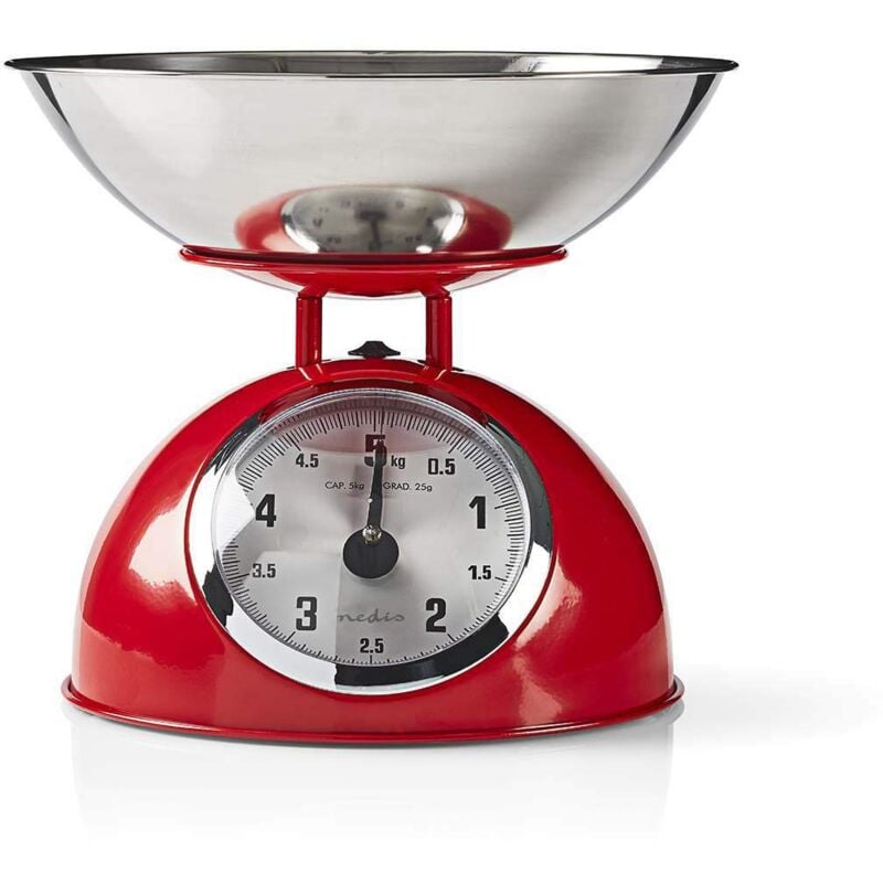 foto del prodotto nedis bilancia da cucina analogico acciaio inossidabile ciotola rimovibile bilancia alimenti facile da pulire design stile retr 