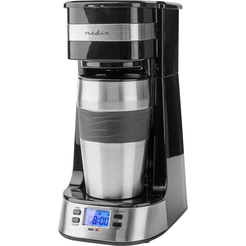 foto del prodotto nedis kacm310fbk macchina per il caff nero, argento funzione timer