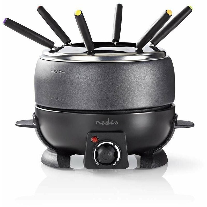 foto del prodotto nedis set per fonduta 6 persone 2.3 l controllo della temperatura regolabile 800 w cool touch maniglie fondo antiscivolo protezione