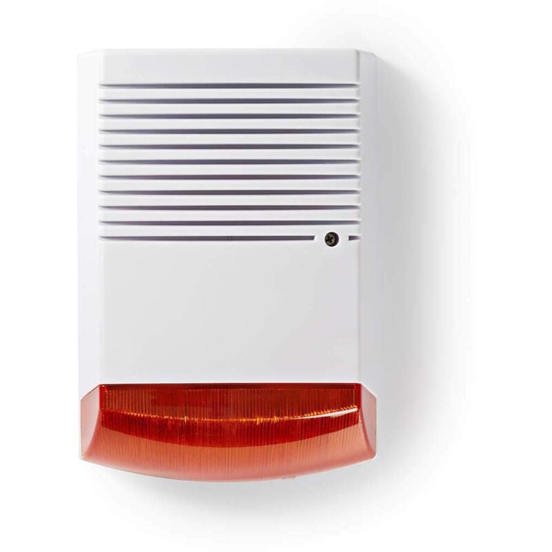 foto del prodotto nedis sirena di sicurezza fittizia ip44 alimentazione a batteria all aperto arancia bianco