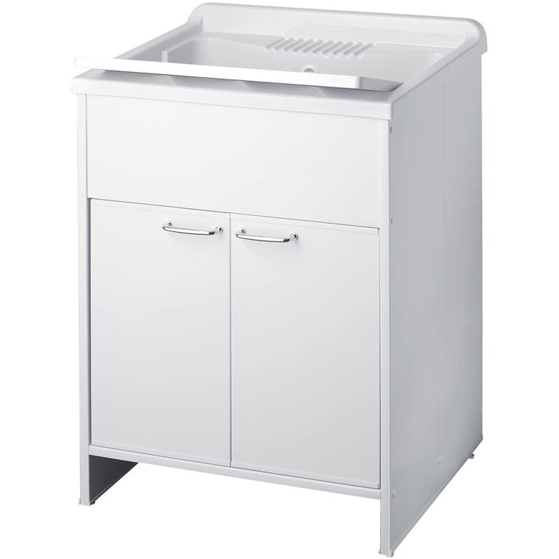 foto del prodotto negrari lavatoio lavapanni in resina, resistente all umidit , vasca resistente agli acidi, kit di scarico incluso, interno e esterno, l60 x p60 x