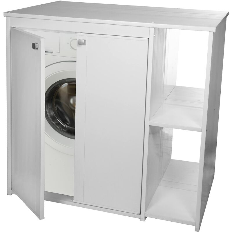 foto del prodotto negrari mobile coprilavatrice in resina pvc, resistente all umidit , kit di fissaggio a muro incluso, mobile porta oggetti, interno e esterno, l95