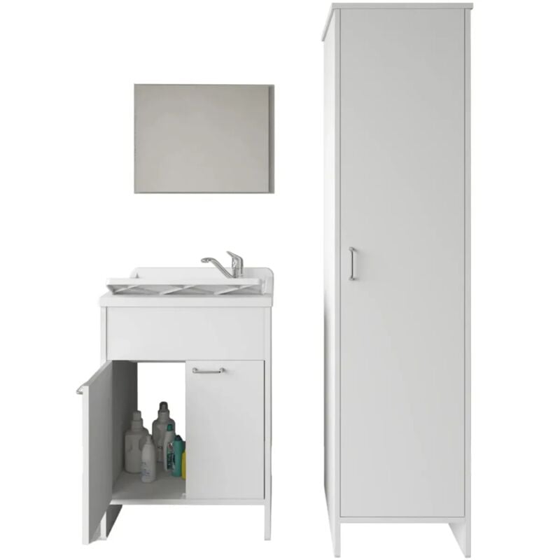 foto del prodotto negrari mobile lavatoio 2 ante 60x50x85 con colonna 45x50x182 e specchio 45x60