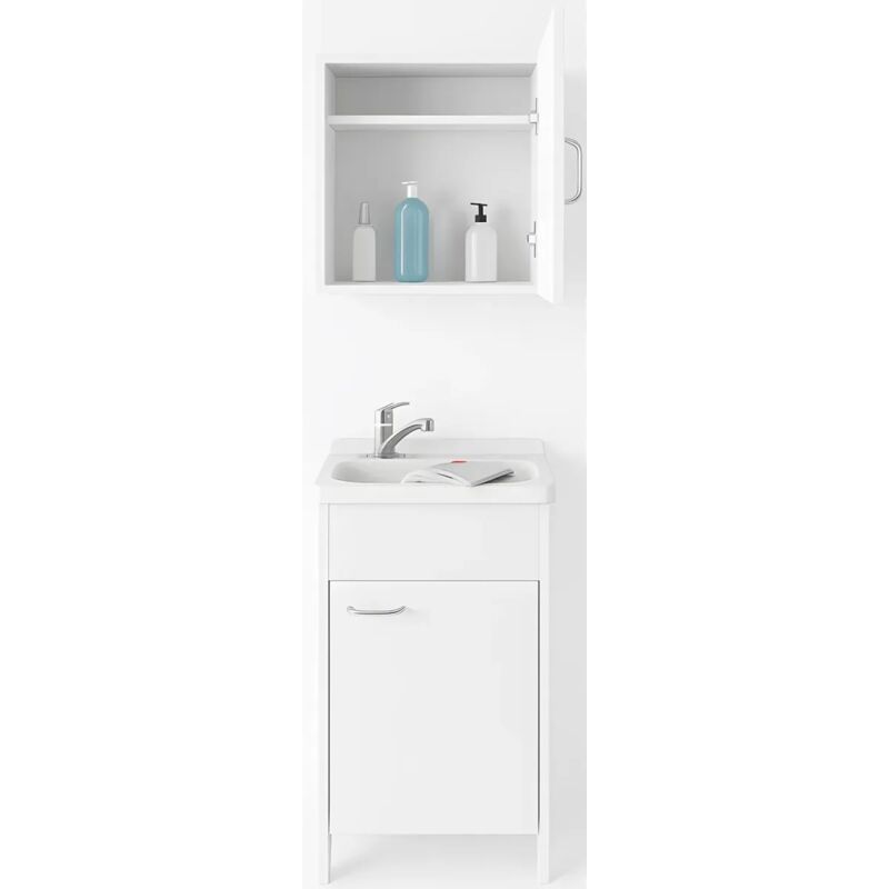 foto del prodotto negrari mobile lavatoio 45x50x85 cm con pensile 45x34x52 cm 1 anta