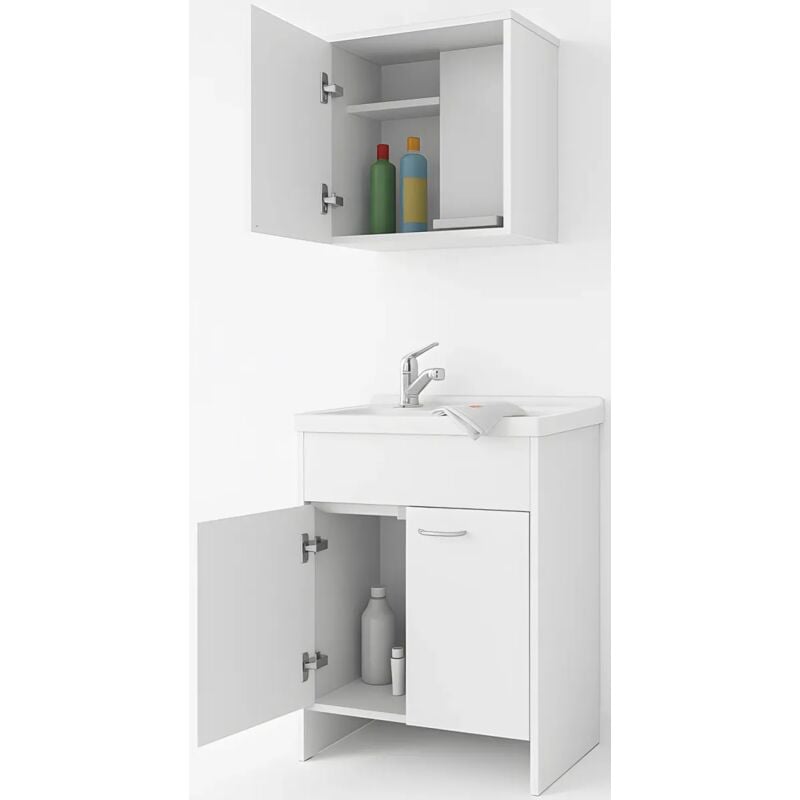 foto del prodotto negrari mobile lavatoio 60x50x85 cm con pensile 60x34x52 cm 2 ante