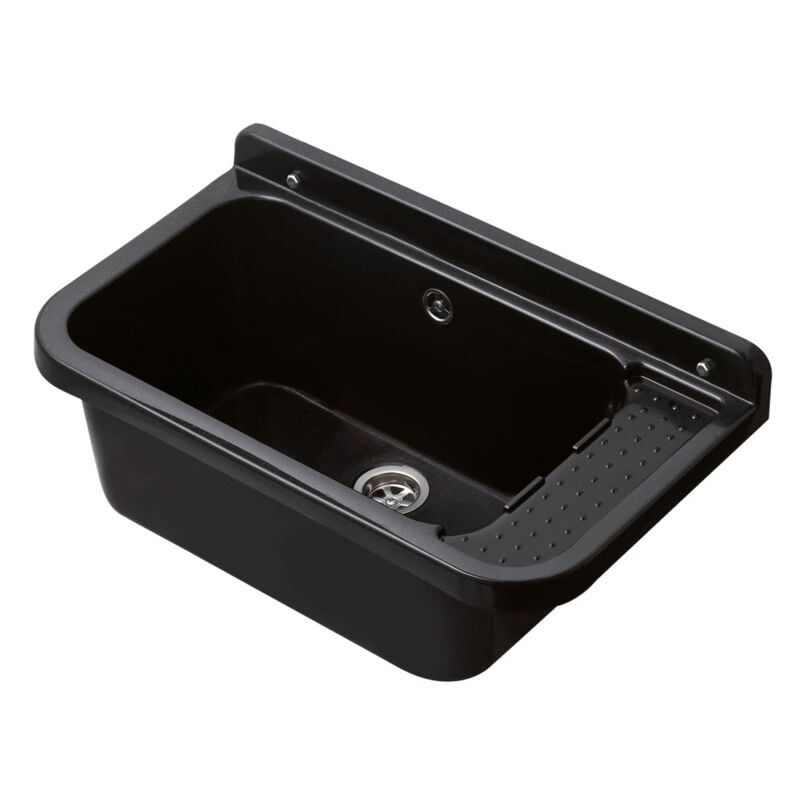 foto del prodotto negrari pilozzo per esterno lavello a muro 60x34 cm lavabo nero da lavanderia