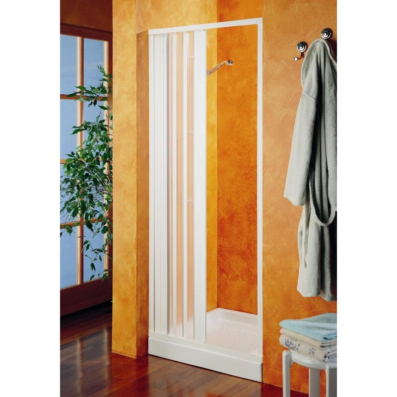 foto del prodotto negrari porta doccia a soffietto in pvc bianco riducibile cm 100
