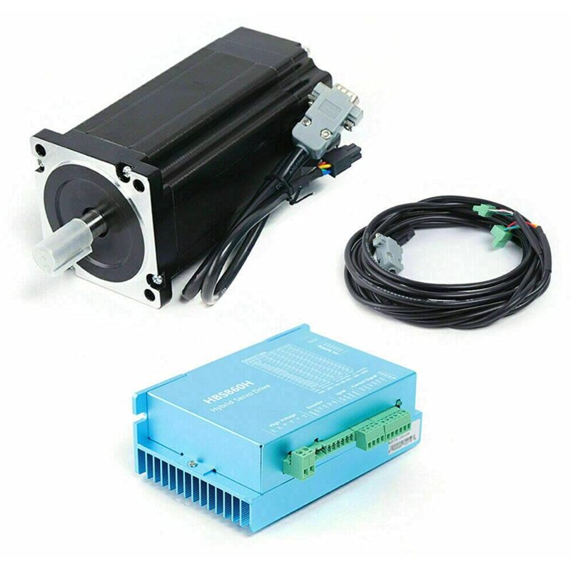 foto del prodotto nema 34 motore passo passo closed loop 86 stepper motore 12 nm, high torque 5.6 a, 24 v, 2 fasi, 86 x 170 mm, con motore passo passo, driver e cavo